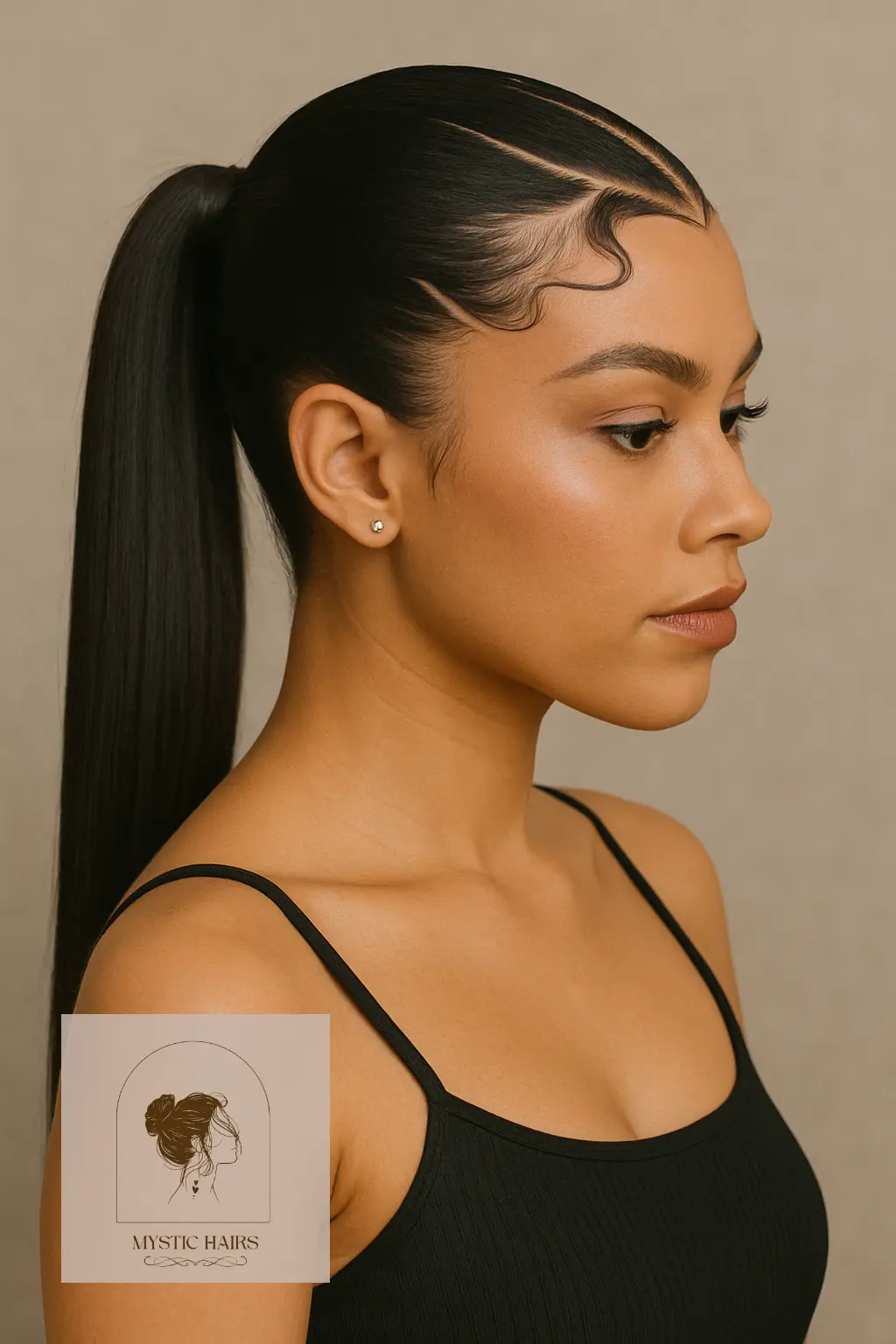 Sleek Ponytail with Zigzag Part