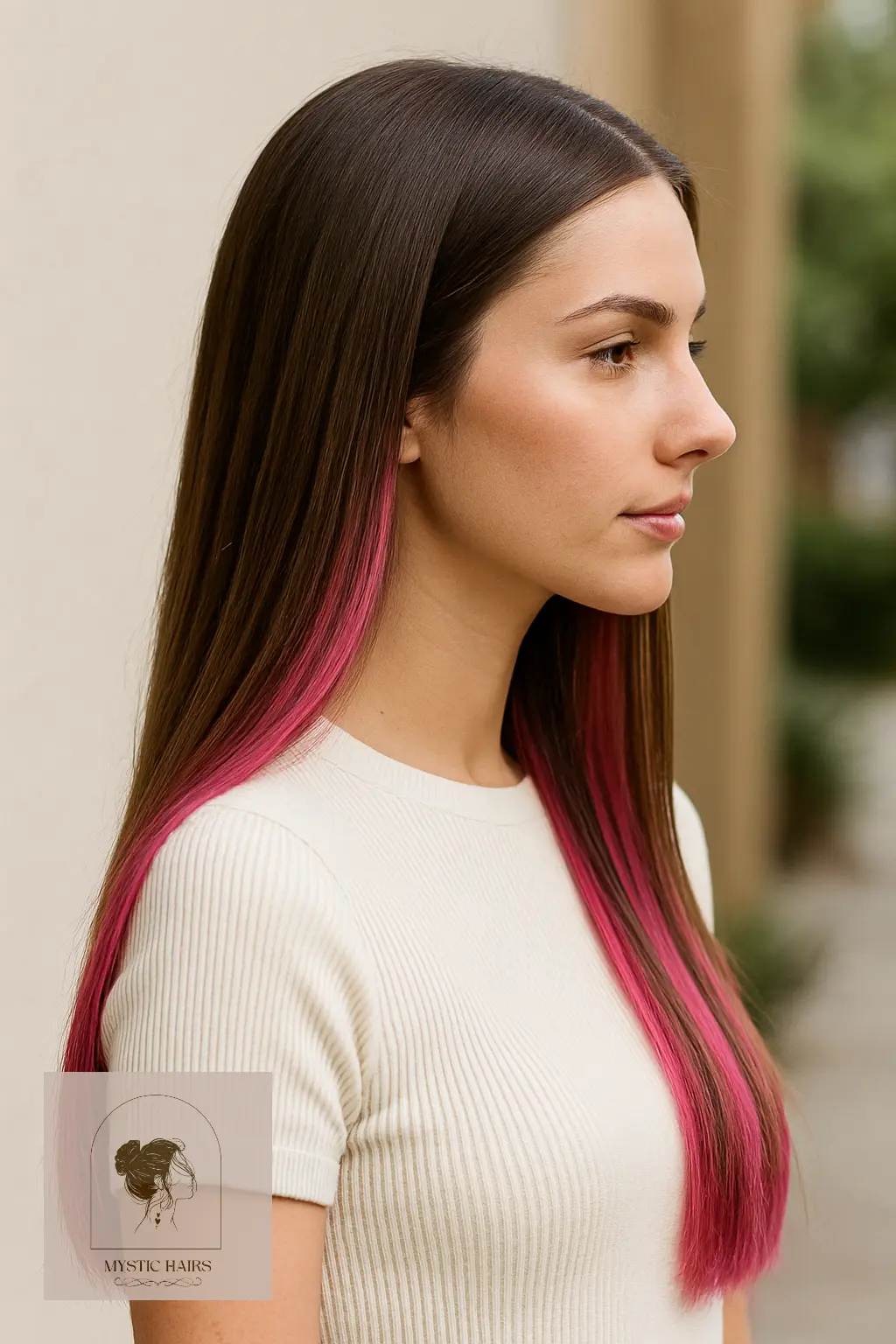 Sleek Straight Hair with Rosy Panels