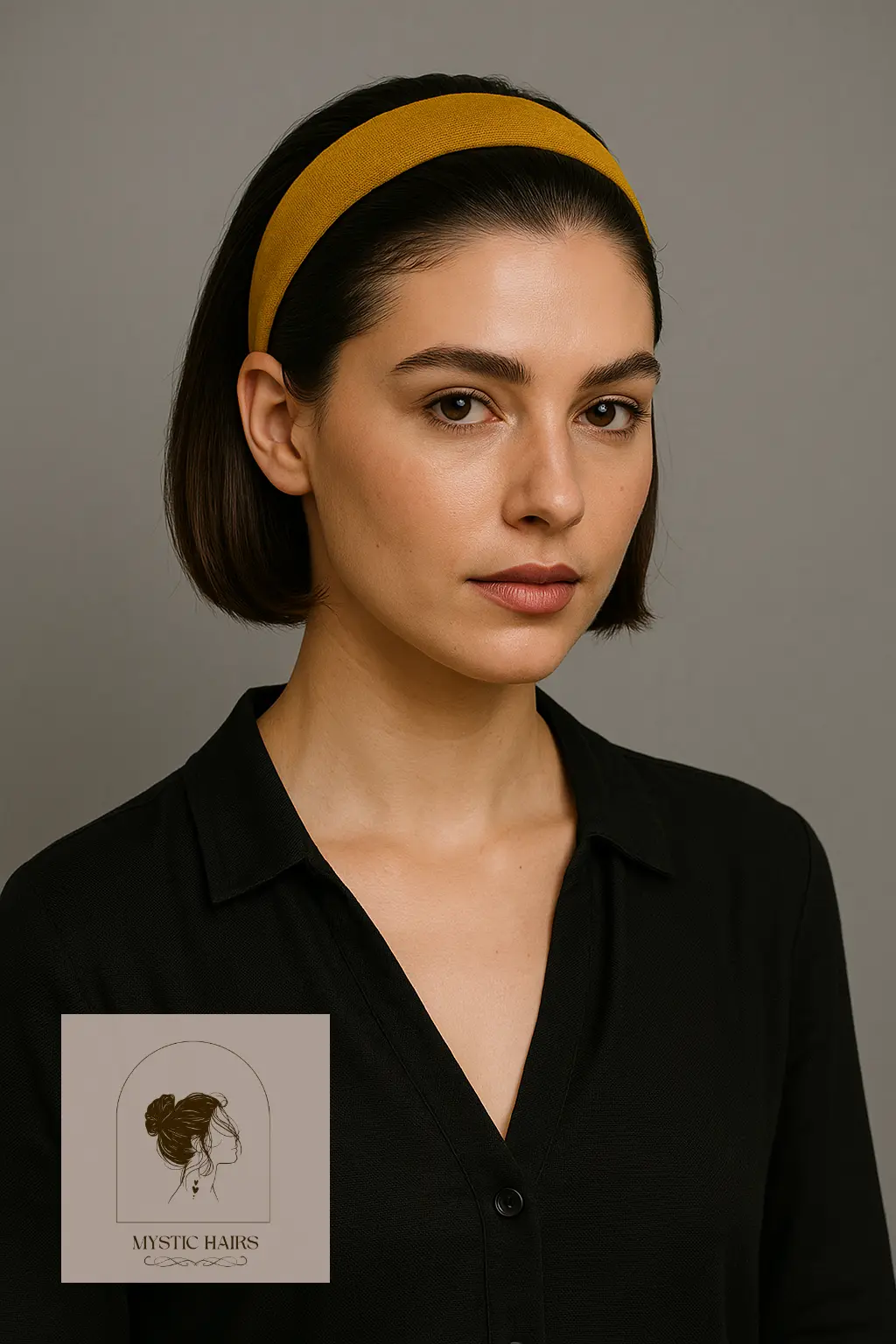 Slicked-Back Bob with Bold Headband