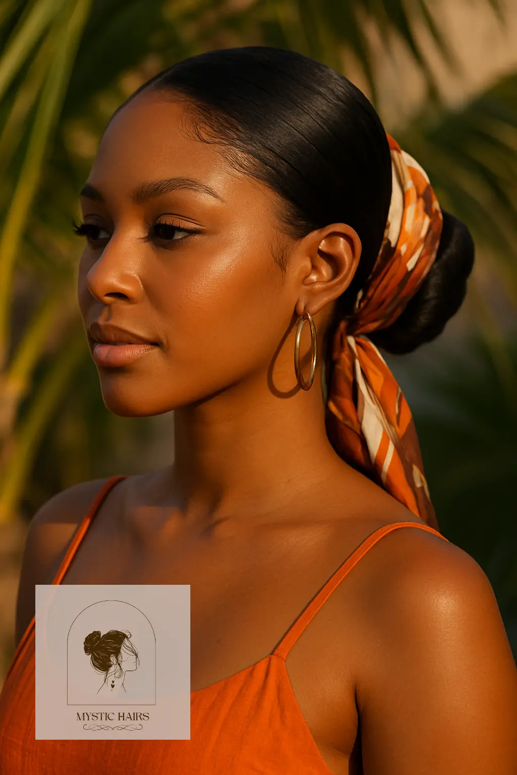 Slicked Back Bun With Scarf Wrap