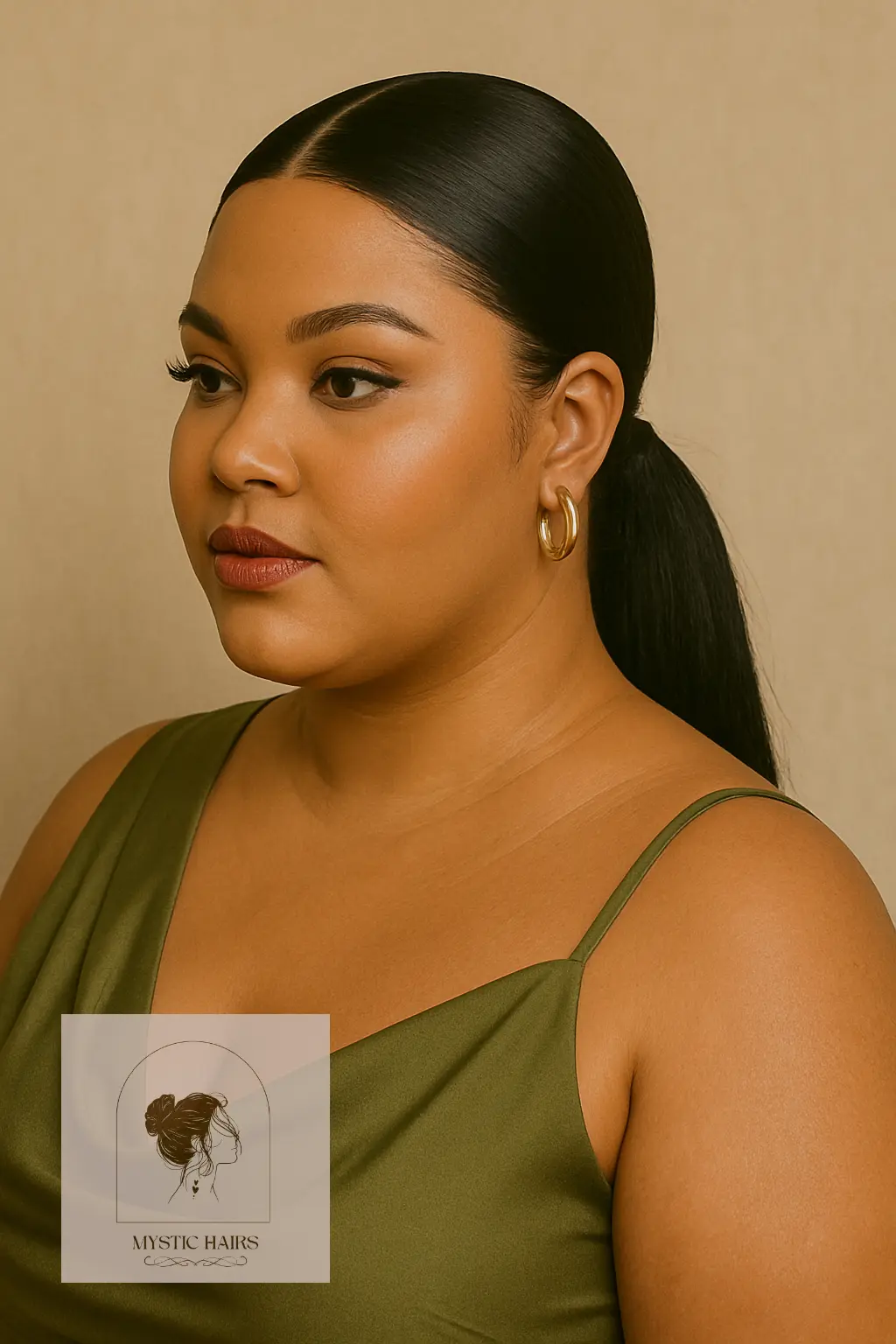 Slicked-Back Ponytail With Middle Part