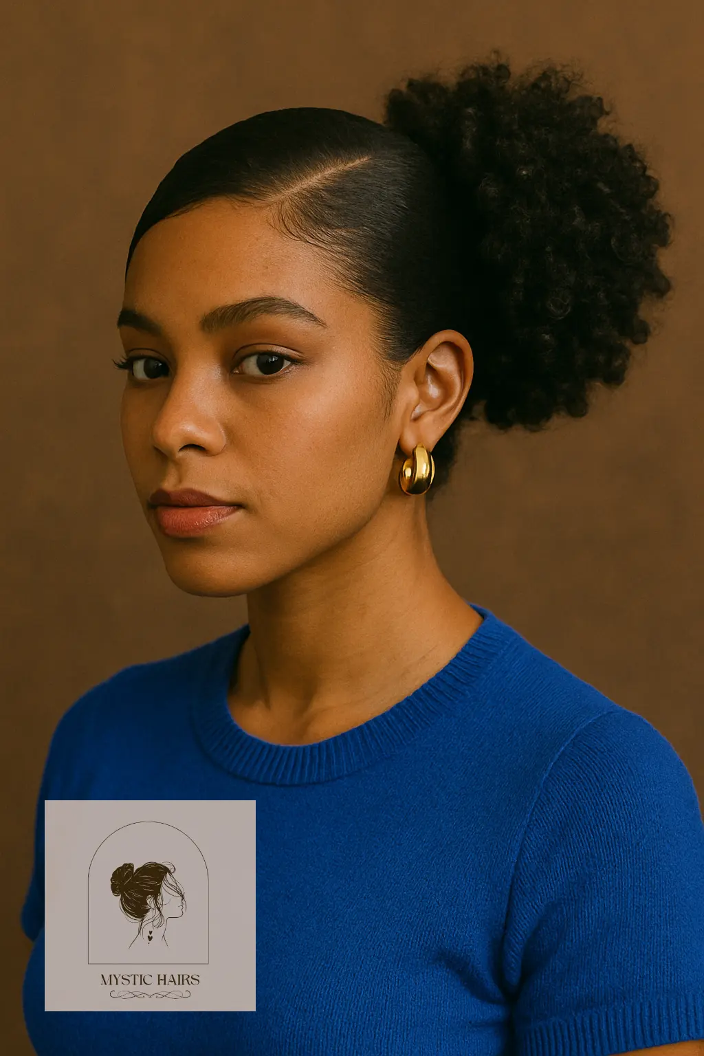 Slicked Side Bun with Curly Top
