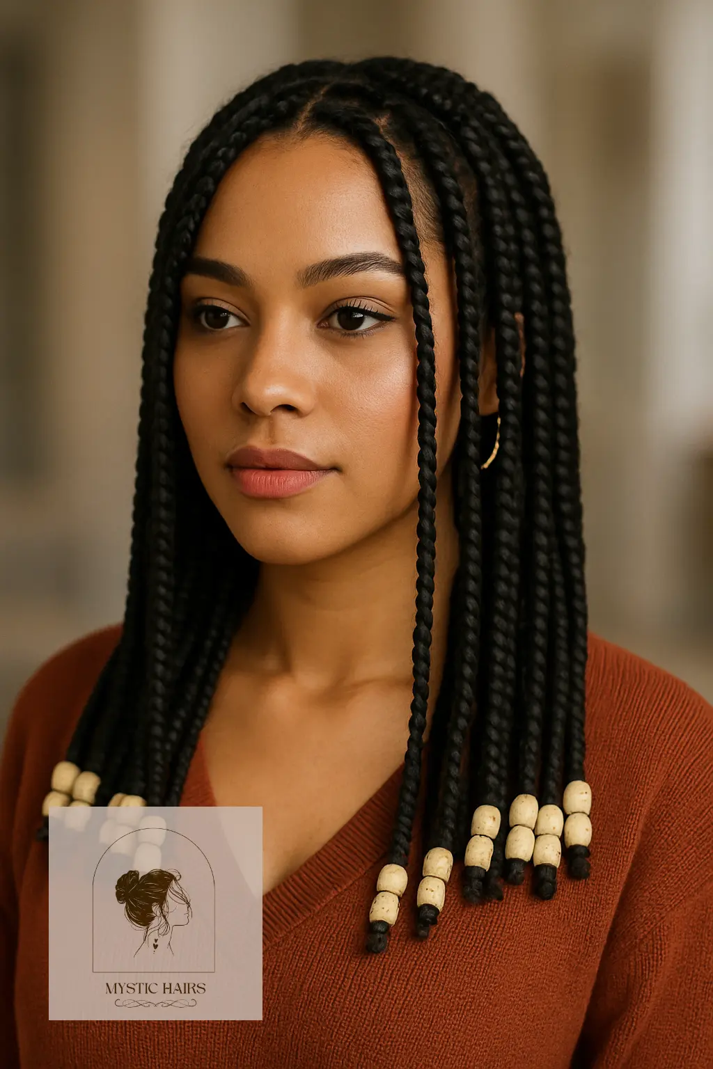 Soft Box Braids With Beaded Ends