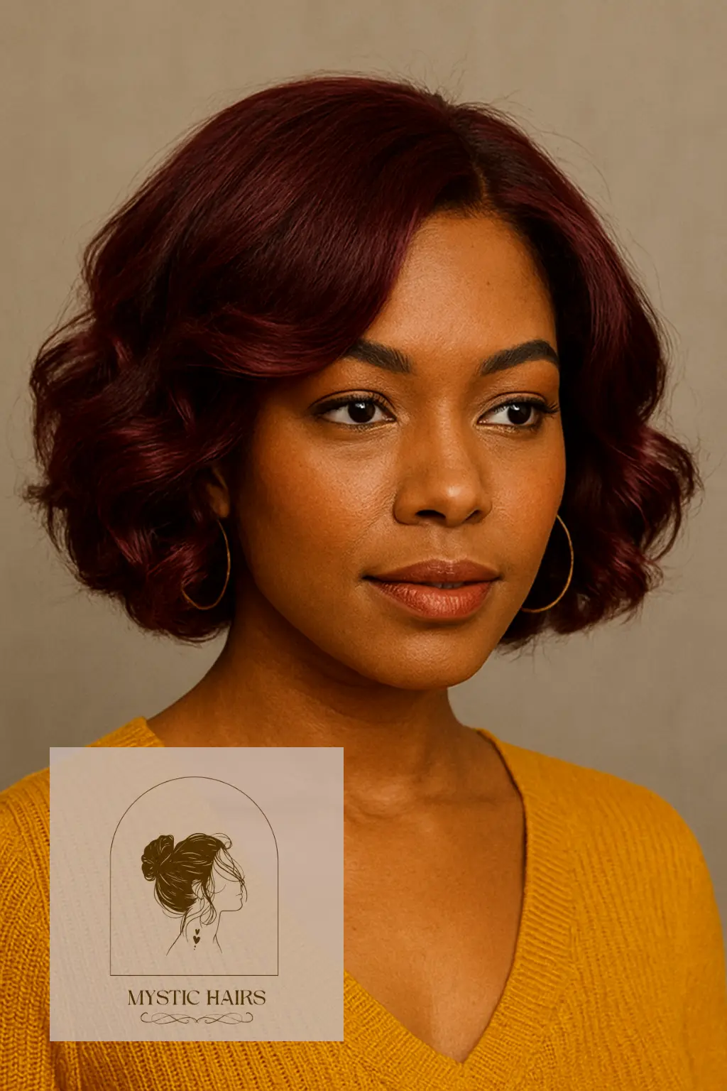Soft Curls on Wine-Red Bob