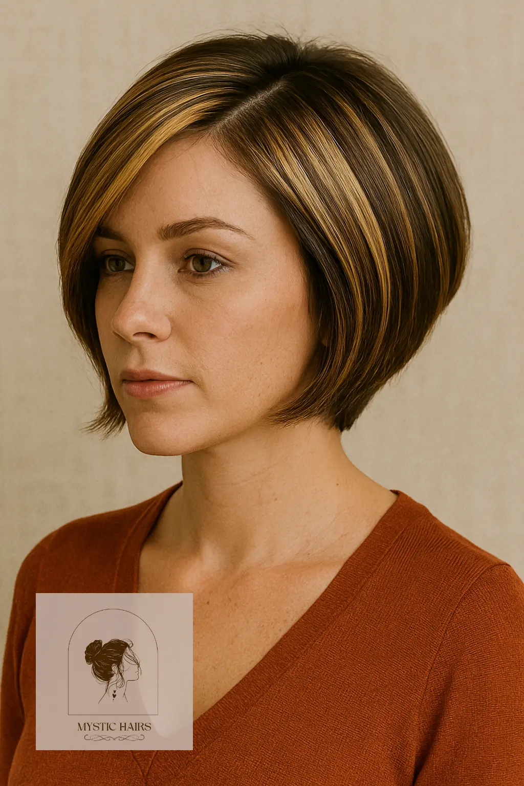 Stacked Bob with Crown Highlights