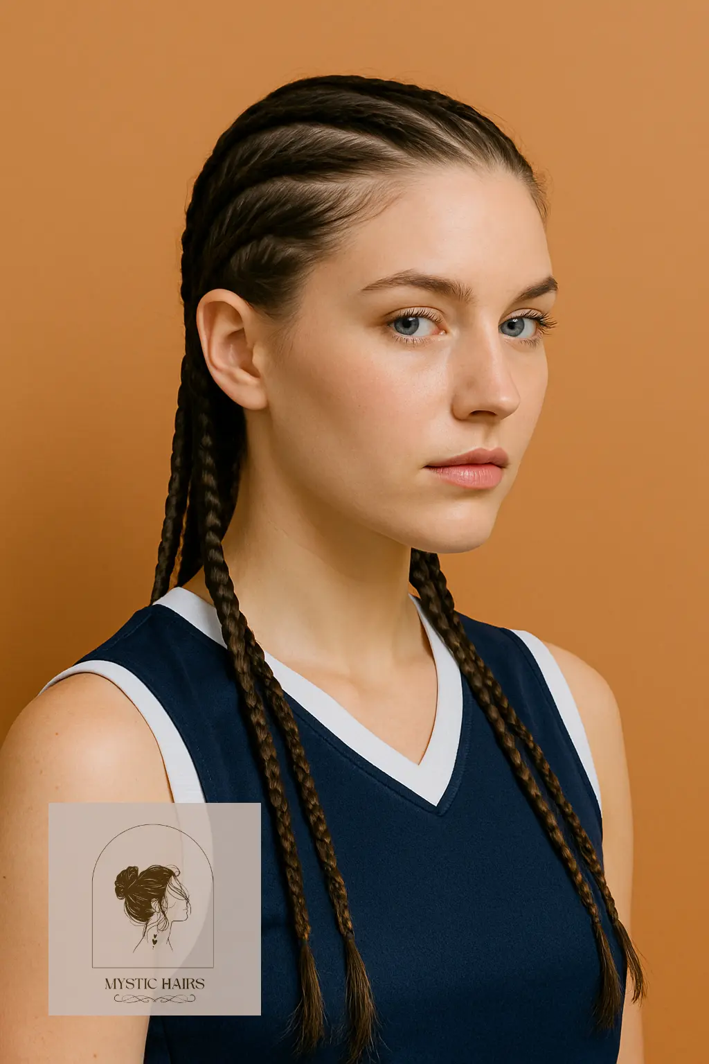 Straight Back Braids with Side Part