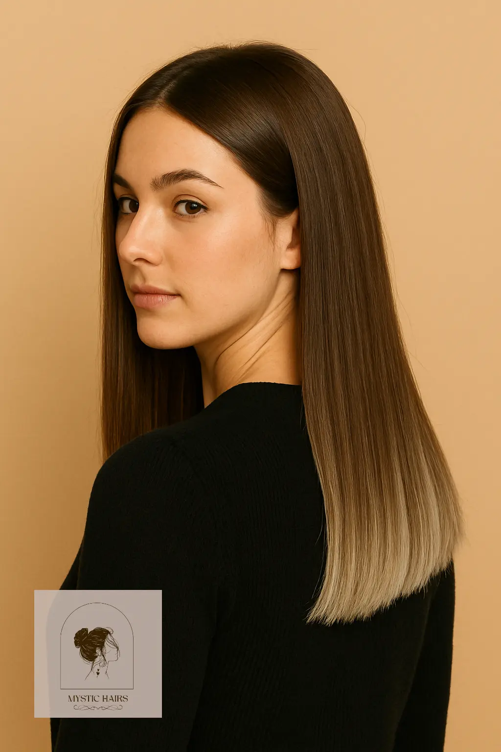 Straight Brown Hair with Frosted Tips