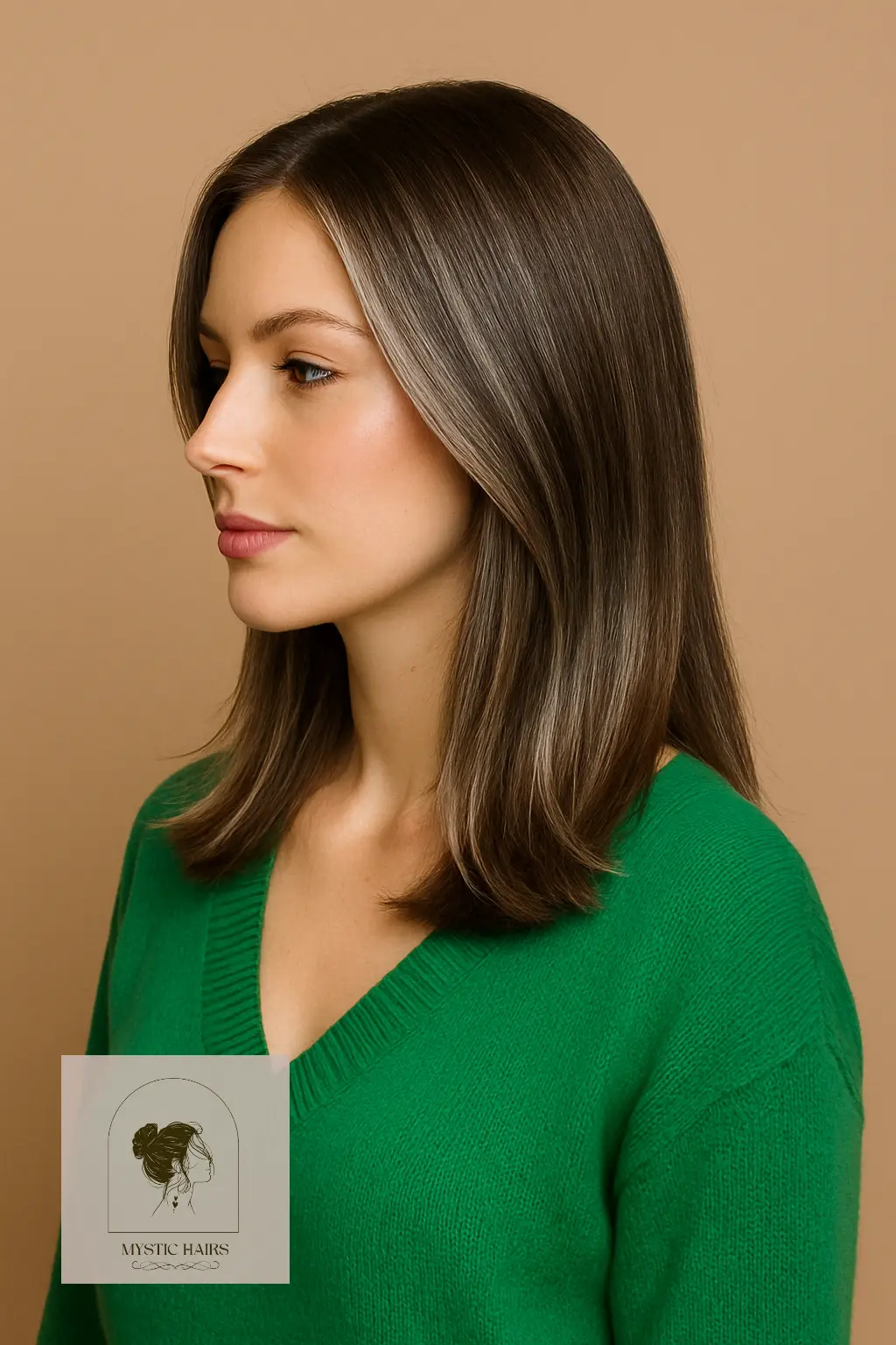 Subtle Silver Balayage on Chestnut Brown