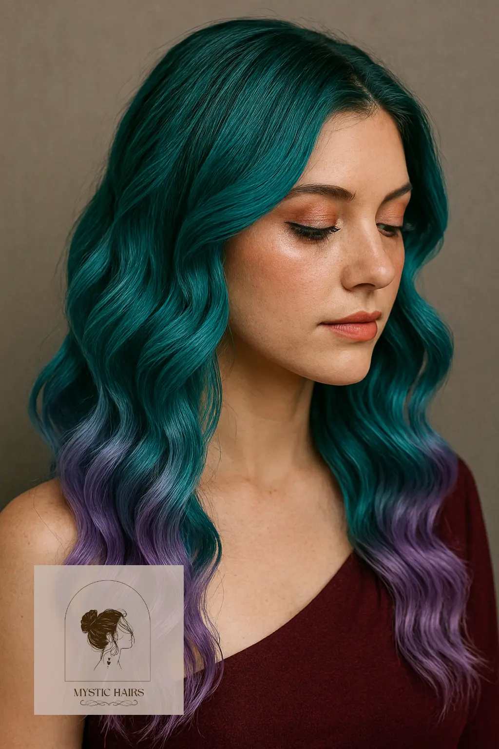 Teal and Lavender Ombre Waves