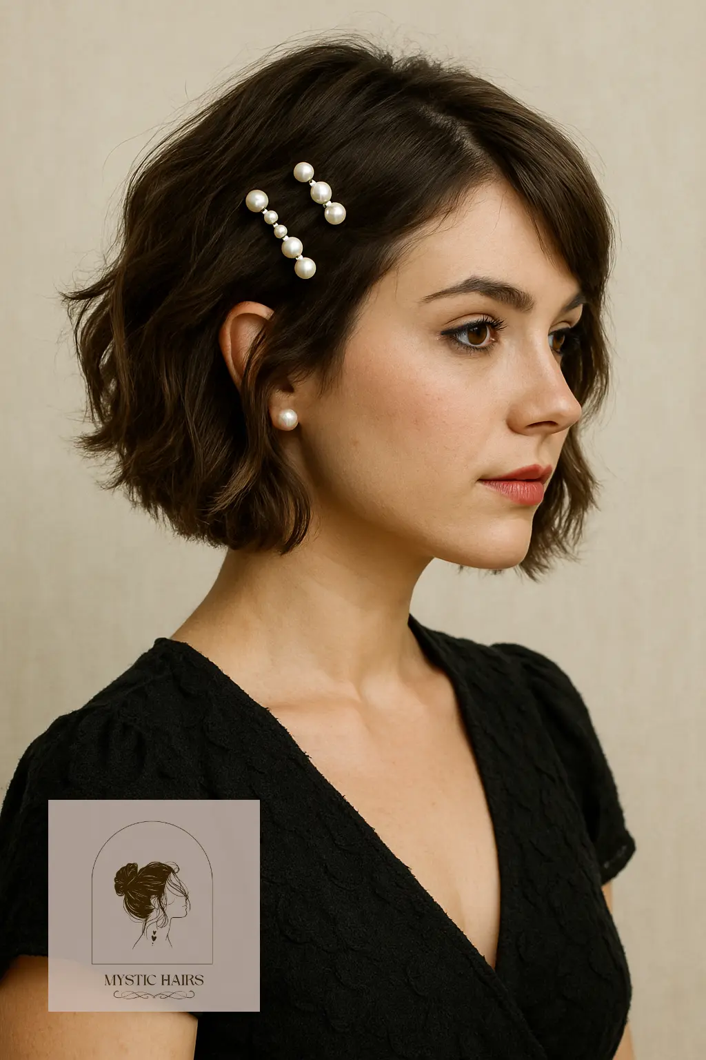 Textured Bob with Pearl Pins