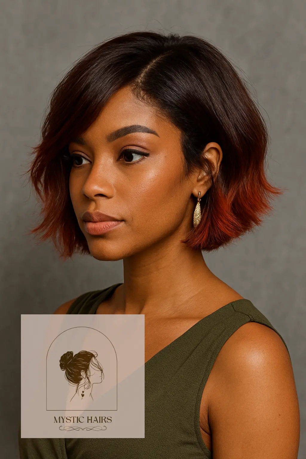 Textured Bob with Subtle Red Orange Fade