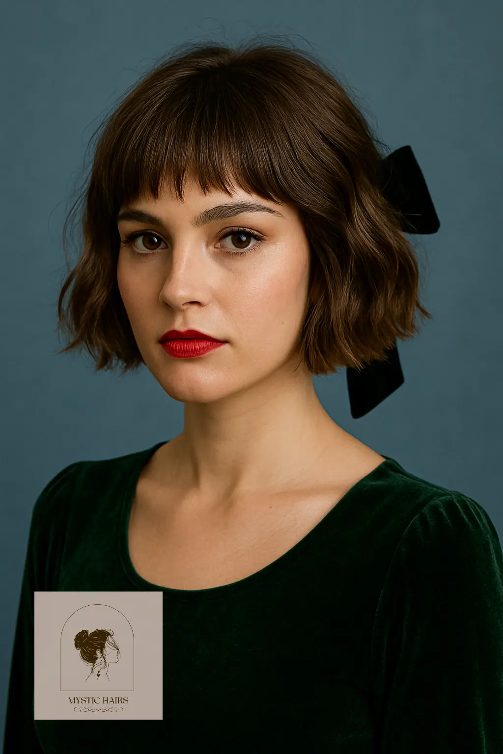 Textured French Bob with Velvet Bow