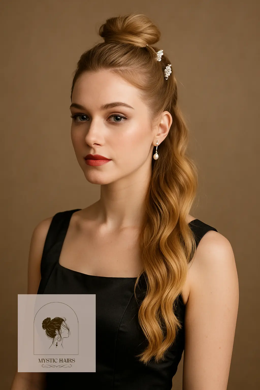 Tied Half-Up Bun with Accessories