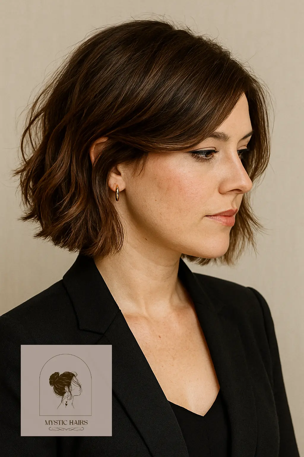 Tousled Lob with Side Part
