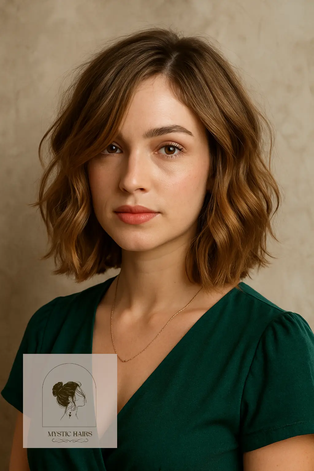 Tousled Wavy Lob with Side Part