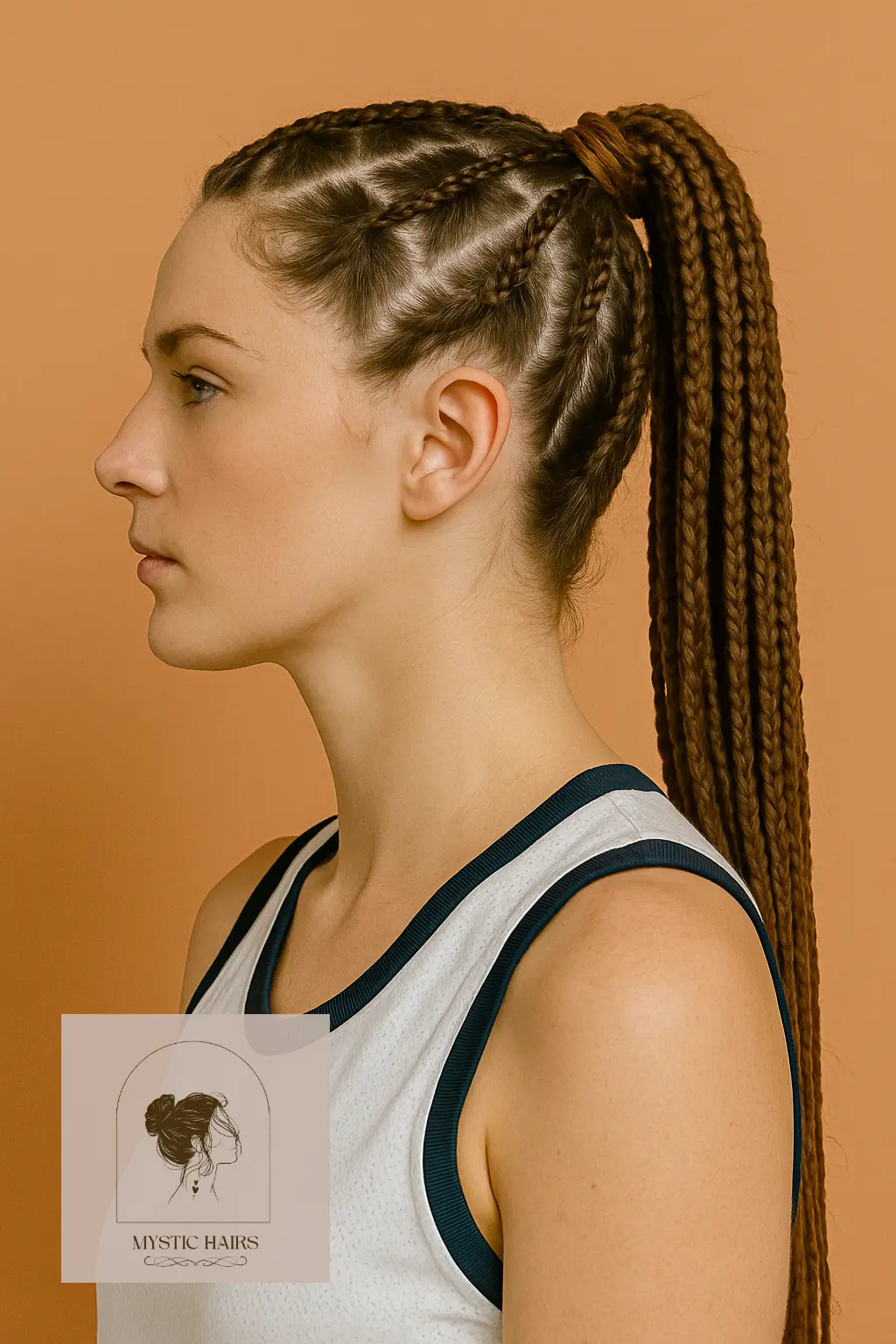 Triangle Part Box Braids in Ponytail