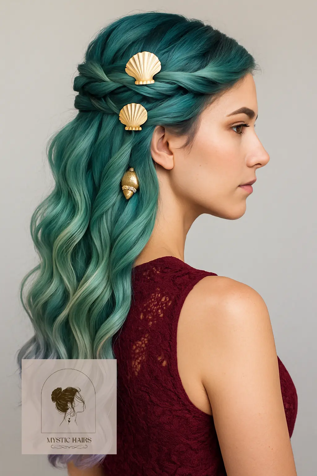 Twisted Half-Updo with Shell Pins