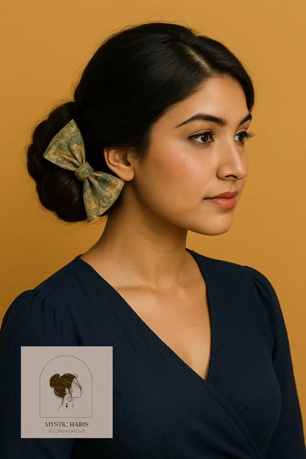 Twisted Side Bun with Brocade Bow