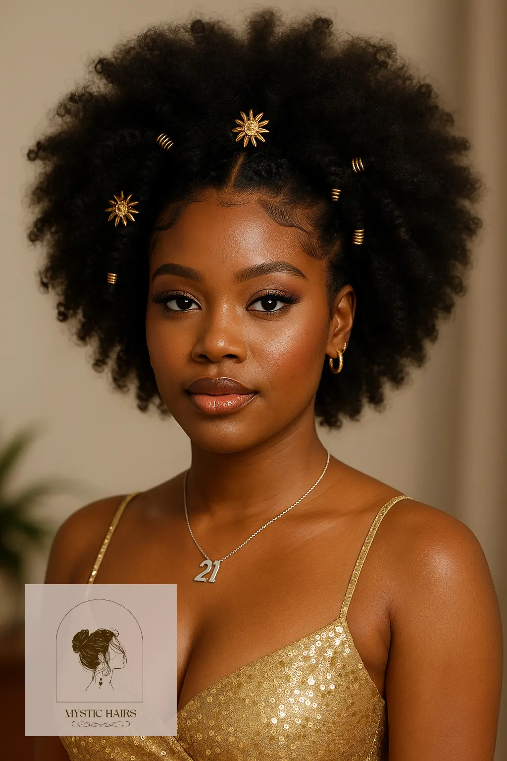 Voluminous Afro with Hair Jewelry