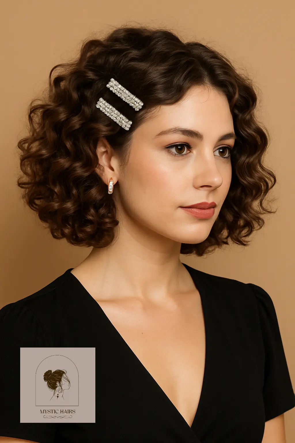 Voluminous Curls with Rhinestone Clips