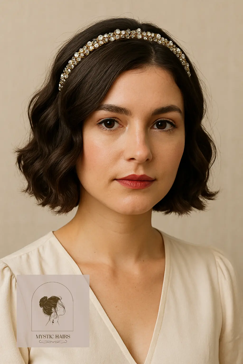 Wavy Bob with Embellished Headband