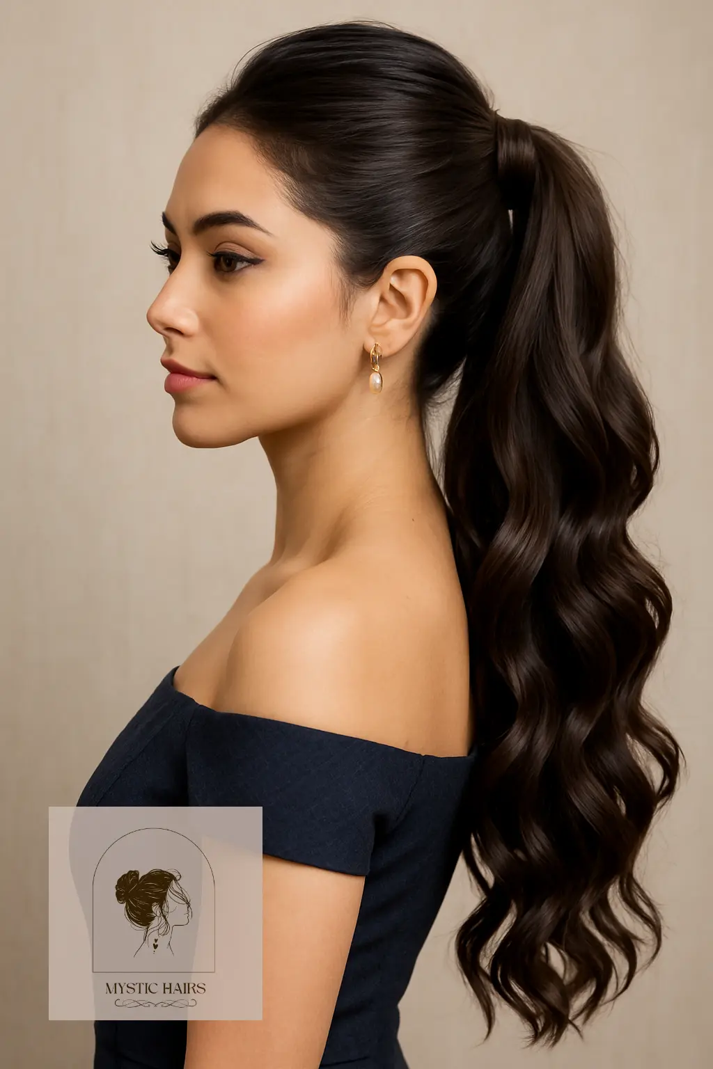 Wavy Half-Up Ponytail with Wrap