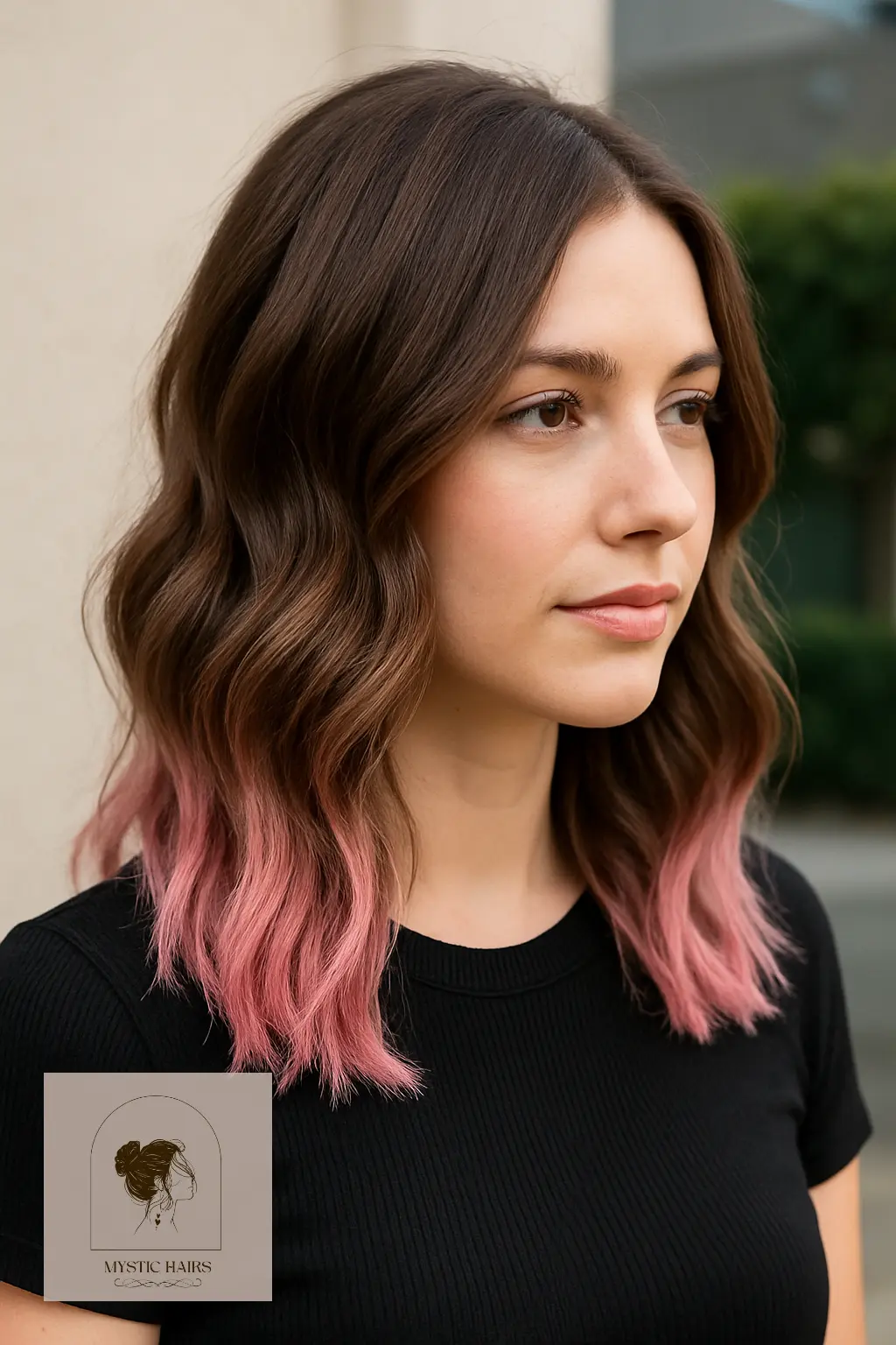 Wavy Lob with Baby Pink Ends