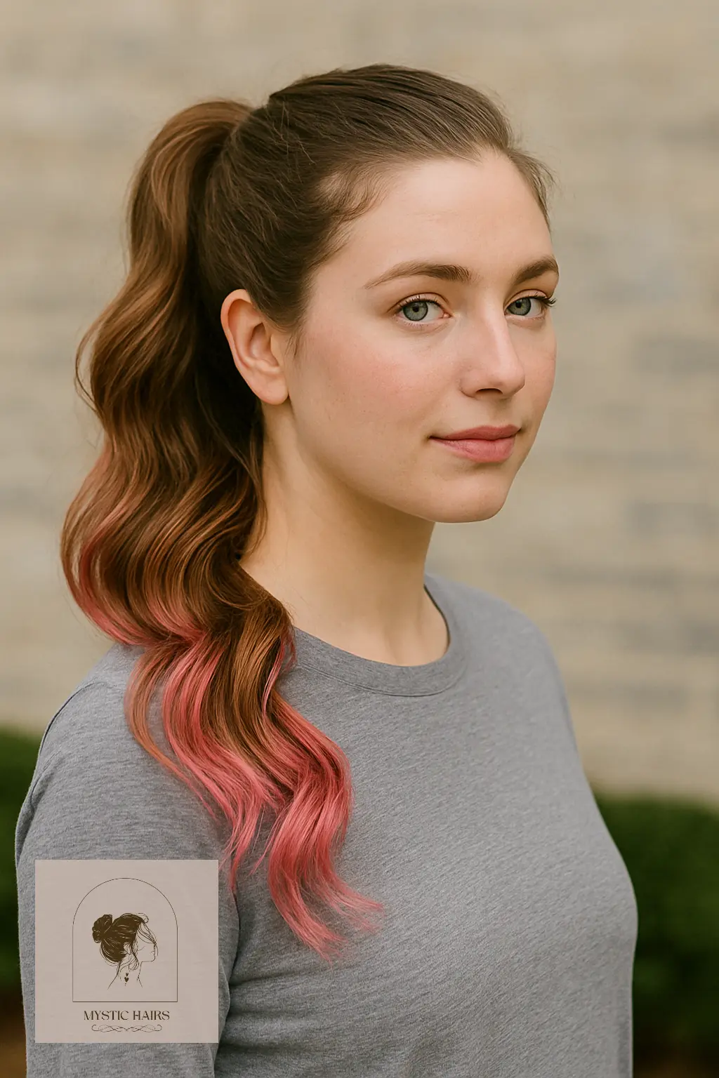 Wavy Ponytail with Rose Gold Shine