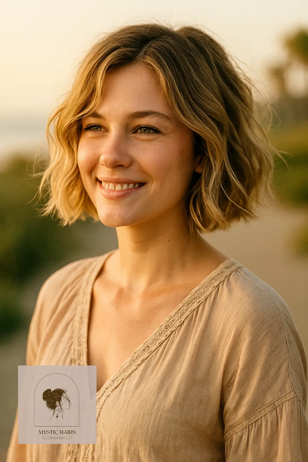 Bob with Undone Beach Waves