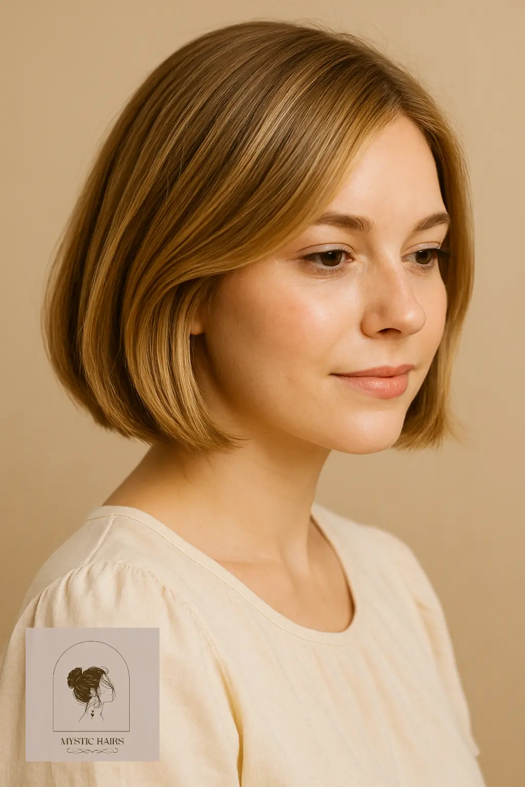 Buttery Brown Bob with Subtle Highlights