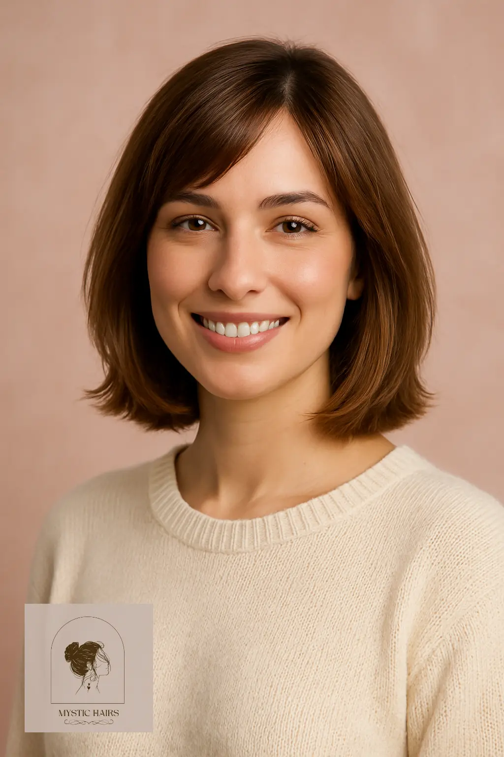 Chestnut Brown Bob with Feathered Ends