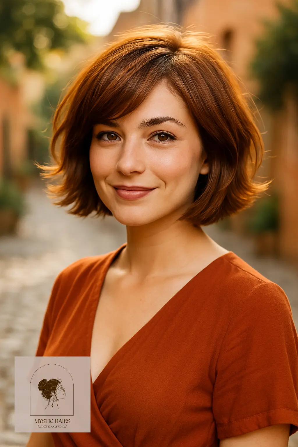 Cinnamon Layered Bob with Volume