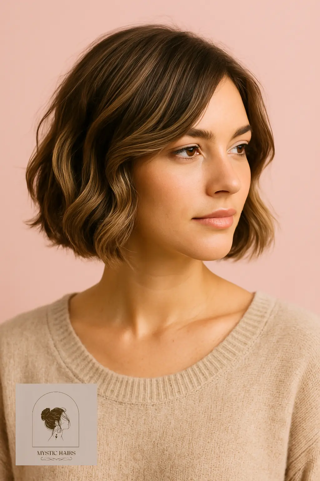 Coffee Cream Bob with Soft Waves
