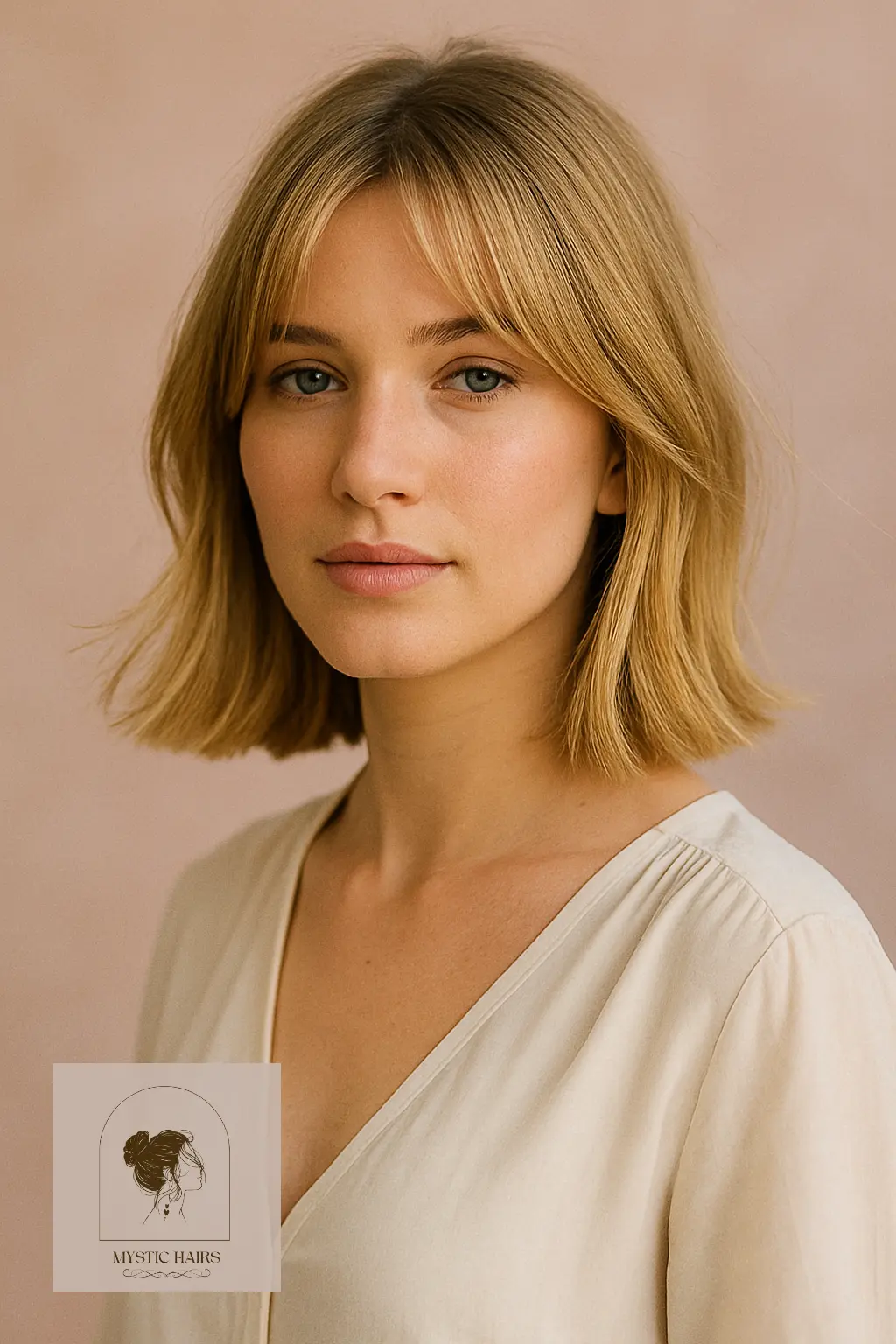 Collarbone-Length Bob with Curtain Bangs