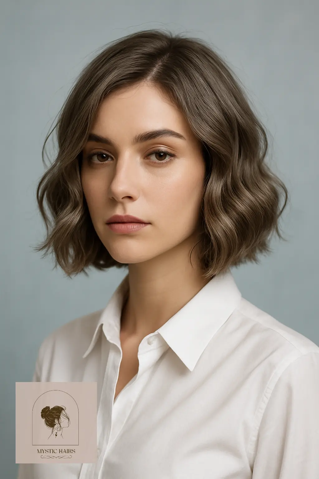 Icy Ash Brown Wavy Bob