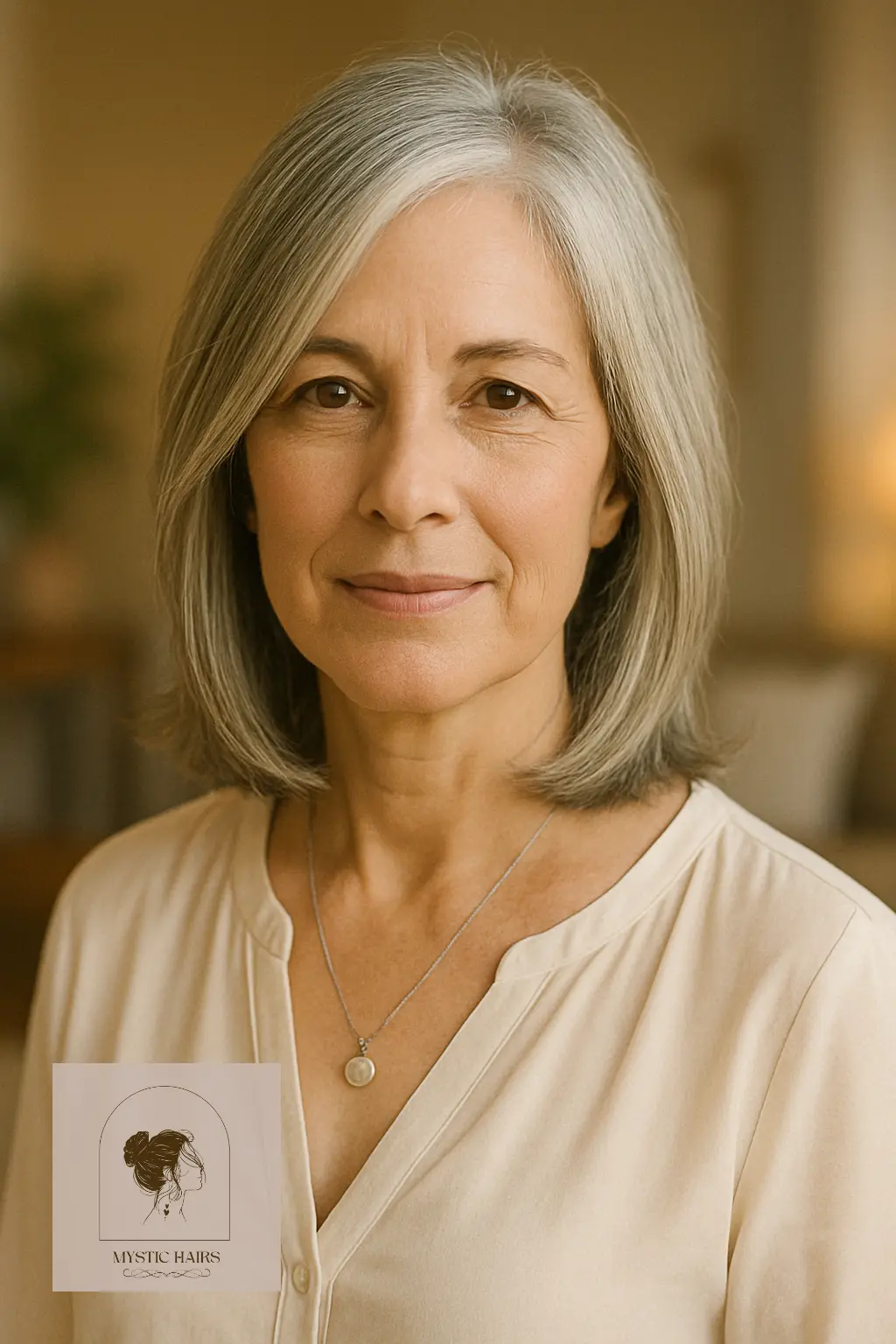 Layered Lob with Silver Highlights
