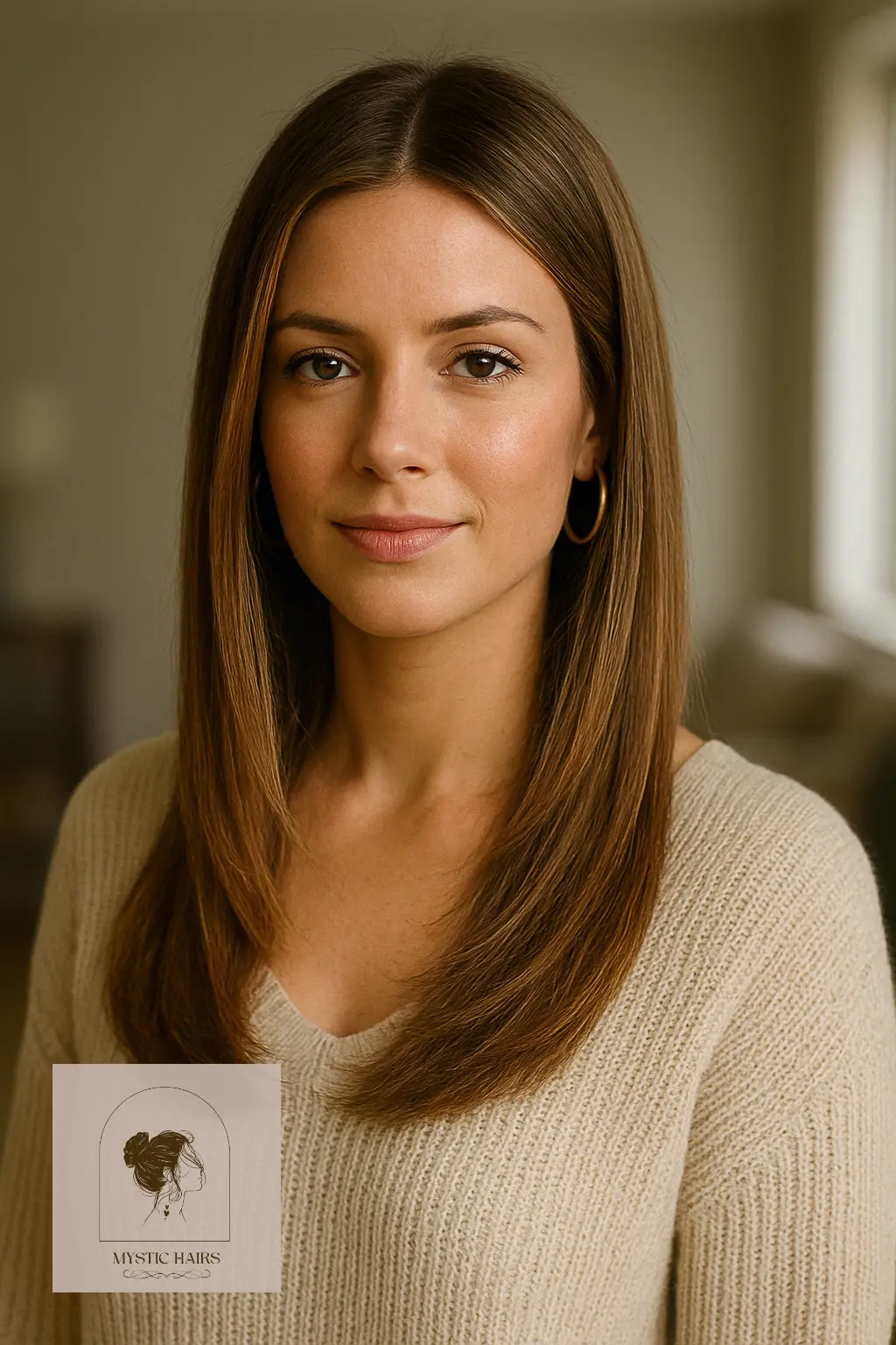 Layered Straight Hair with Center Part