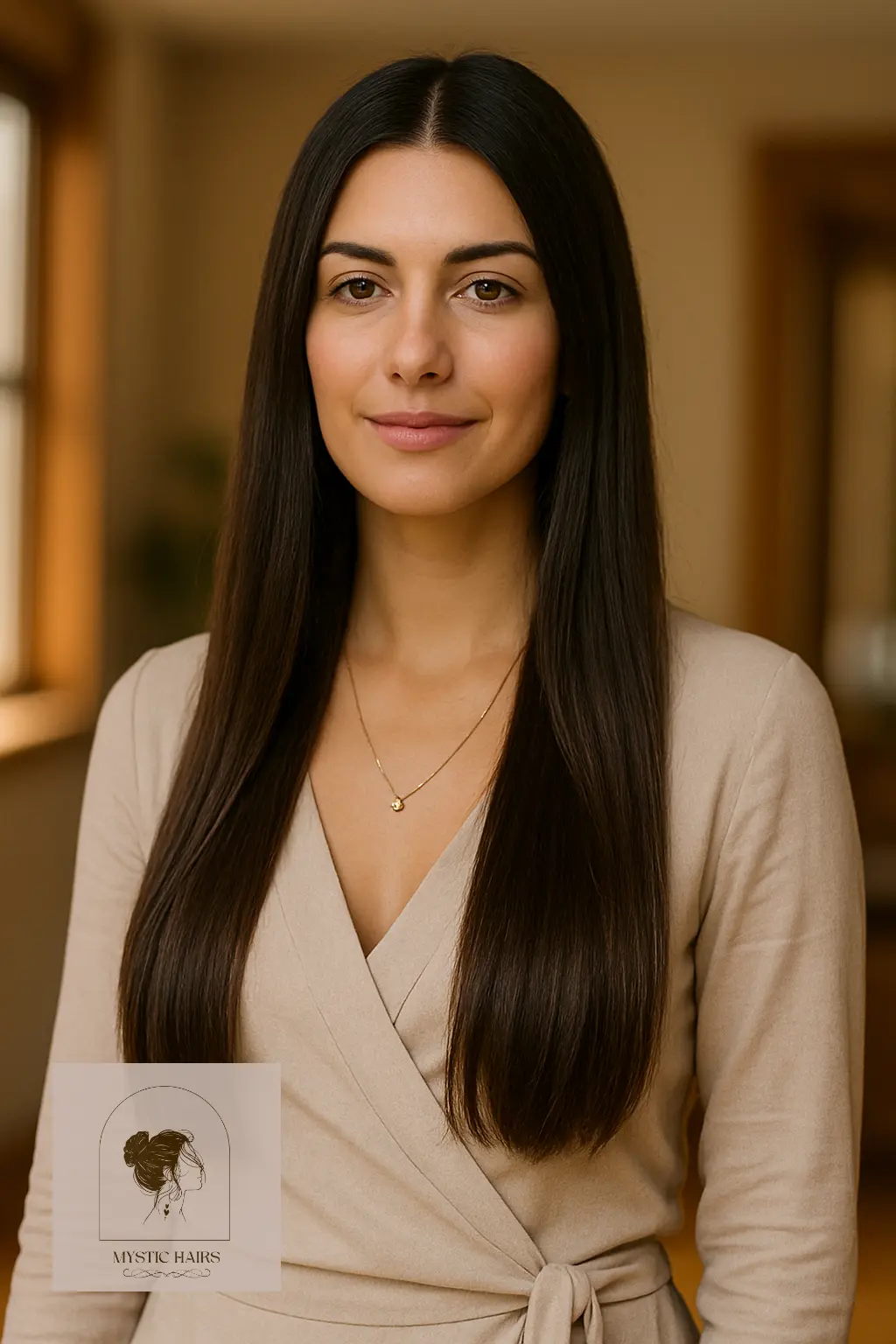 Long Straight Hair with Subtle Layers and Middle Part