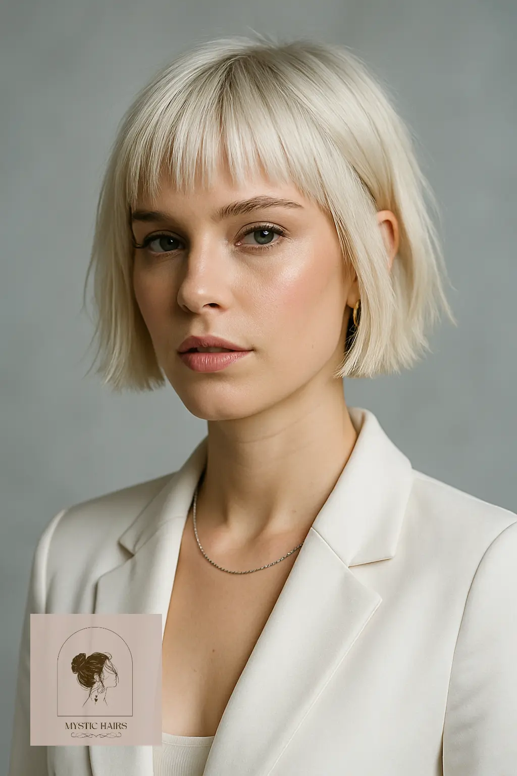 Platinum Choppy Bob with Blunt Tips