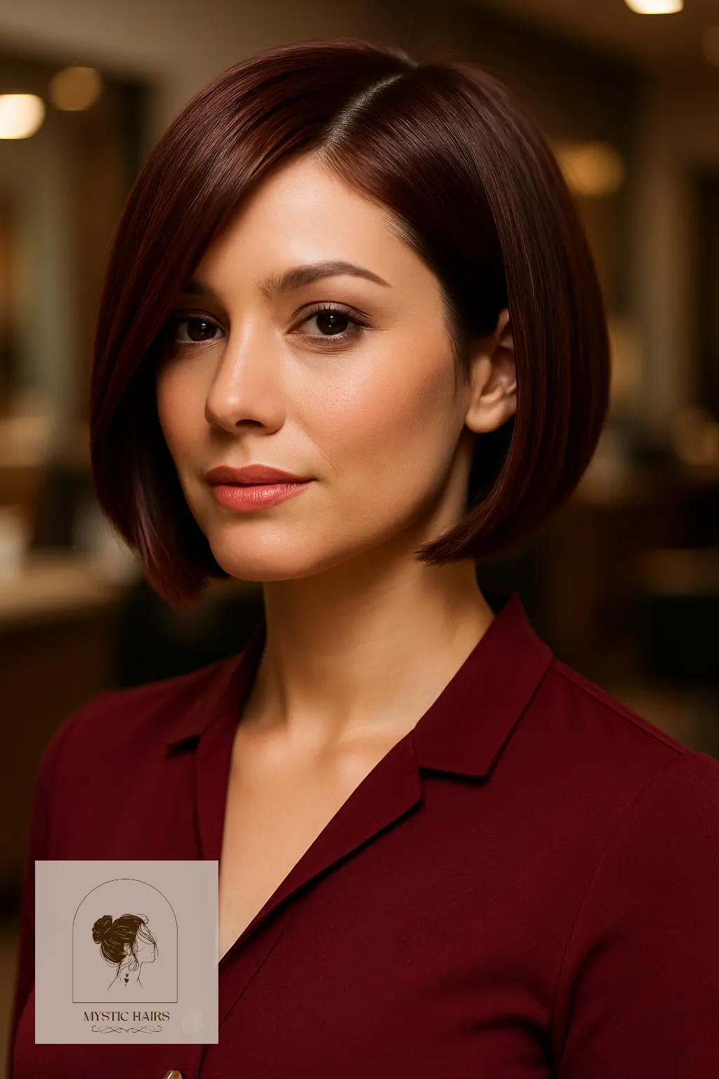 Rich Mahogany Bob with Side Part