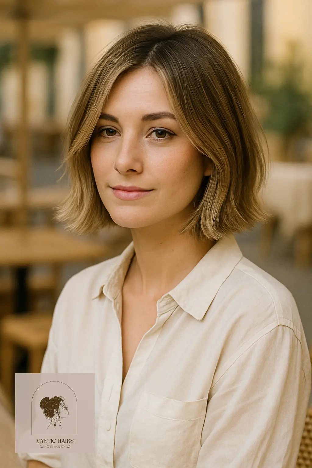 Rooted Beige Brown Bob