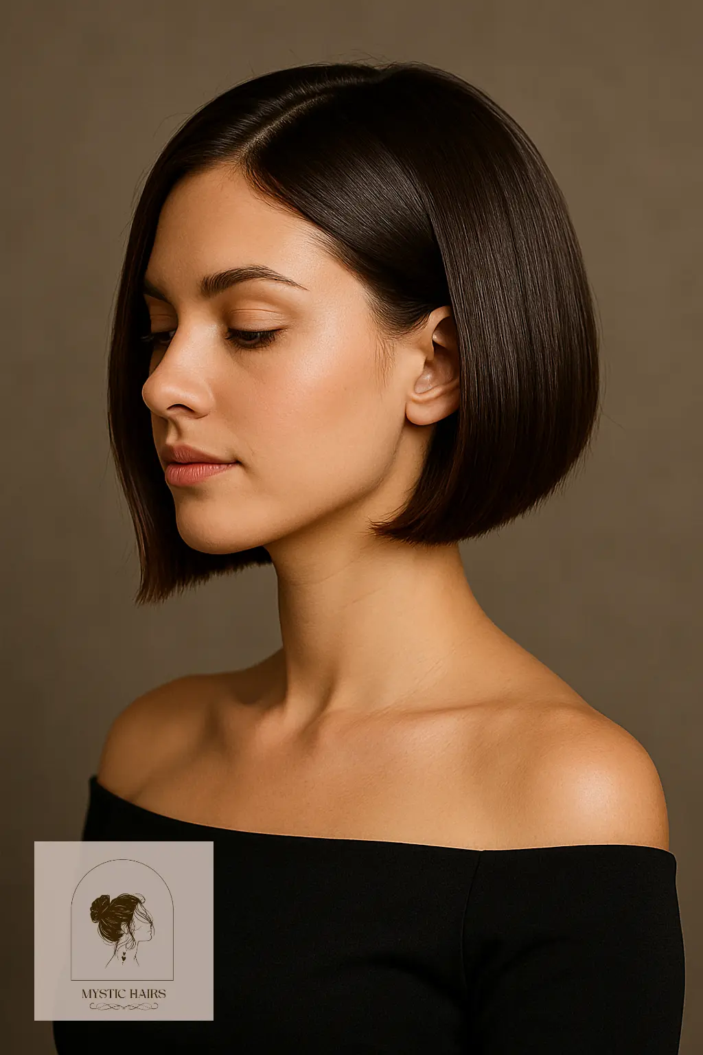 Sleek Espresso Bob with Shine