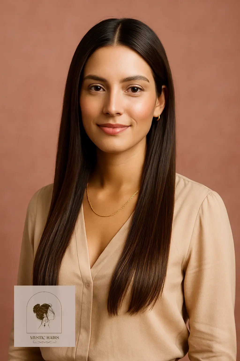Sleek Long Layers with Center Part
