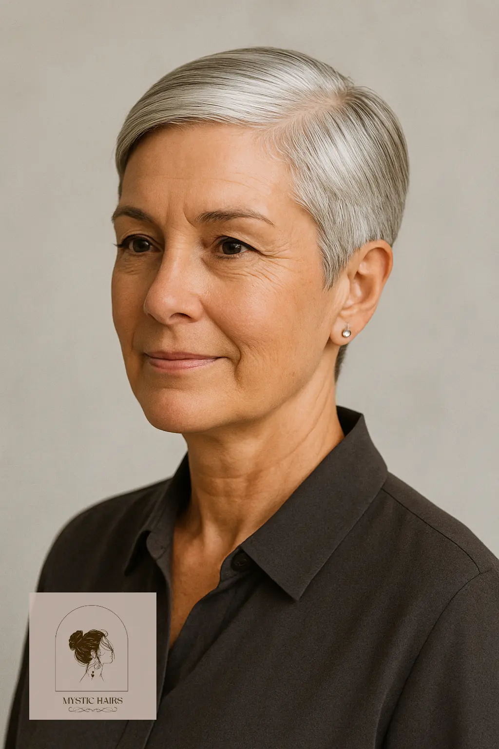 Sleek Silver Crop with Side Part