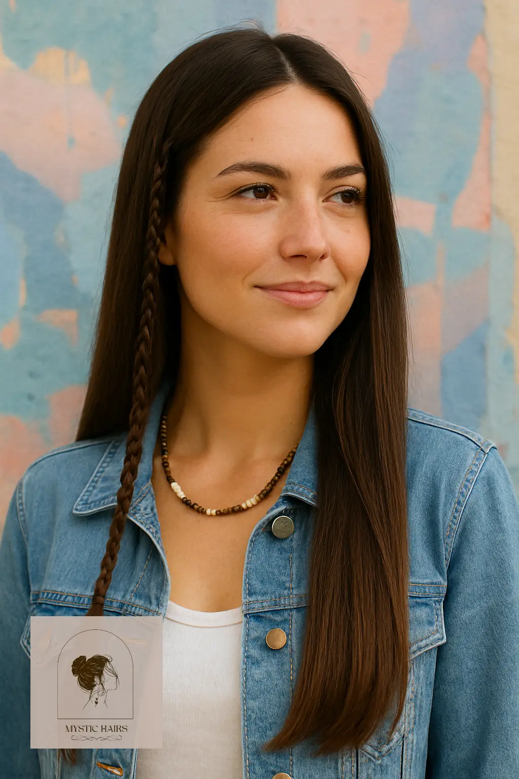 Straight Hair with Braided Accent