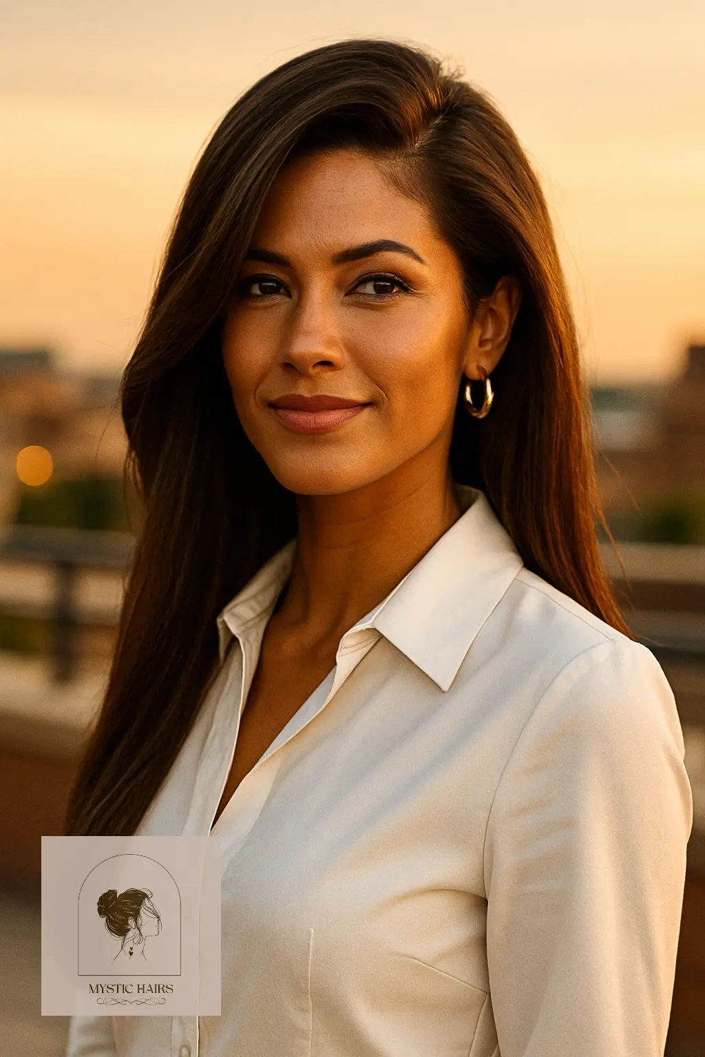 Straight Hair with Deep Side Part and Volume