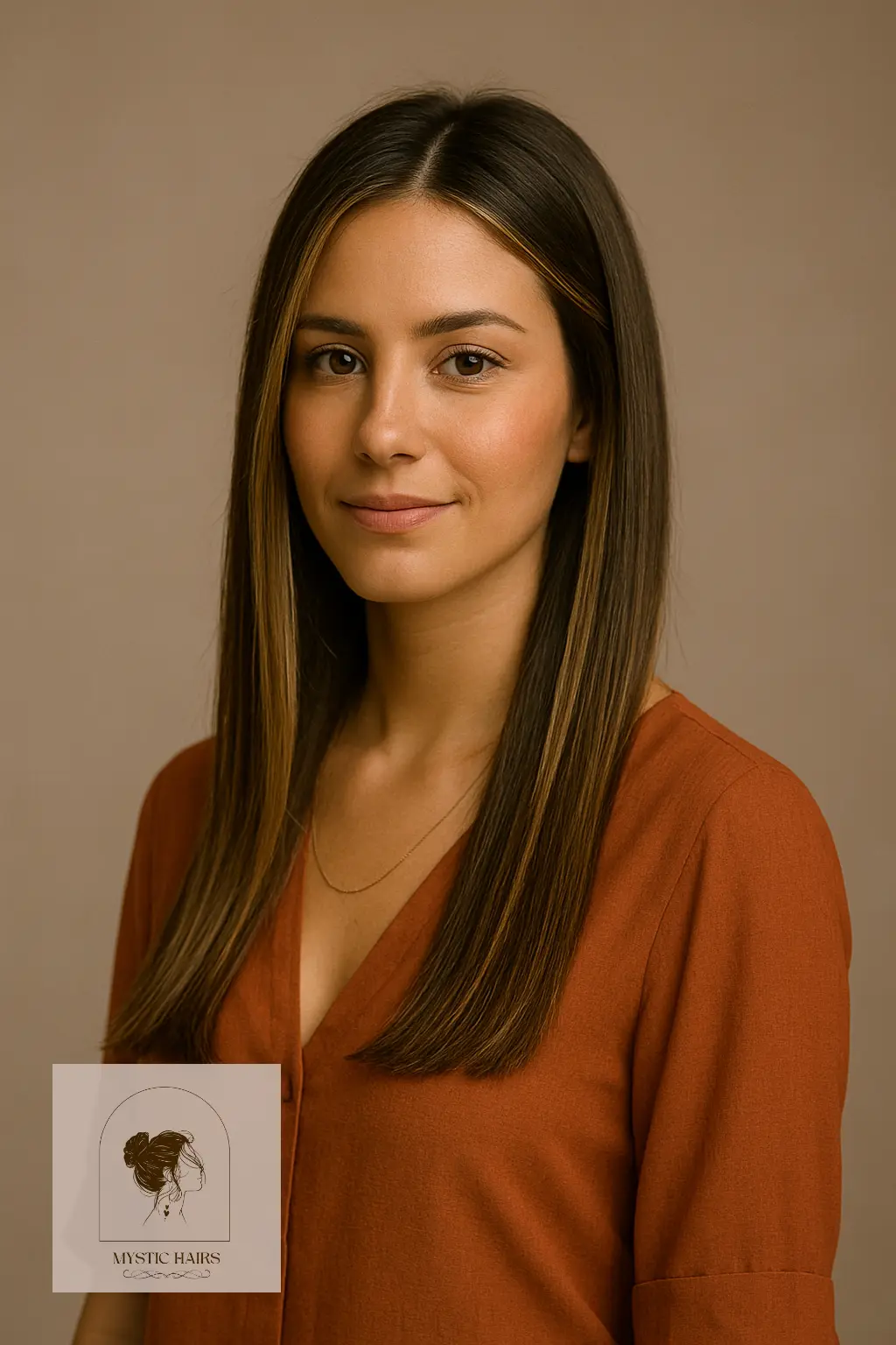 Straight Hair with Textured Ends and Face-Framing Highlights