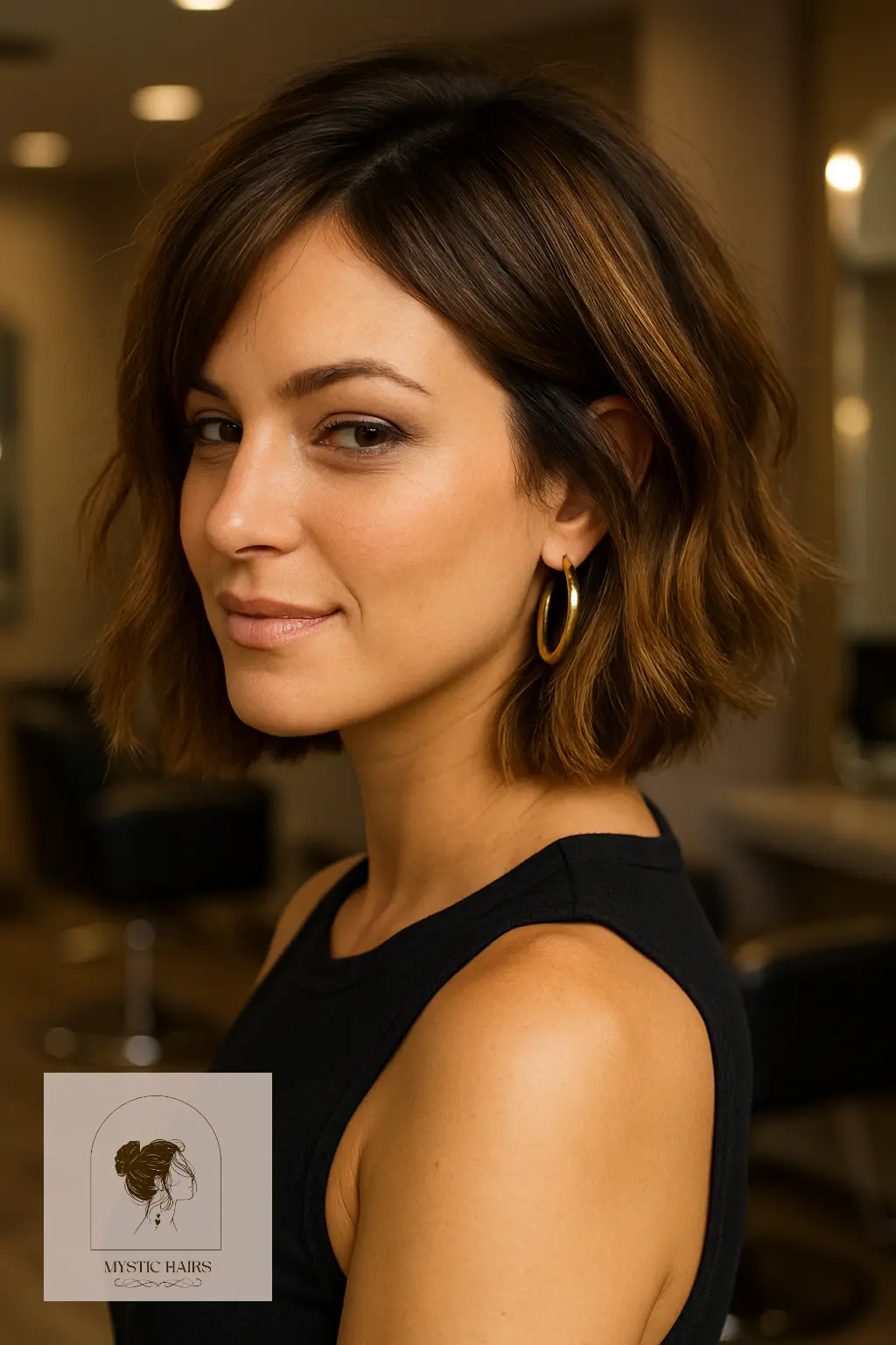Textured Bronze Bob with Shadow Root