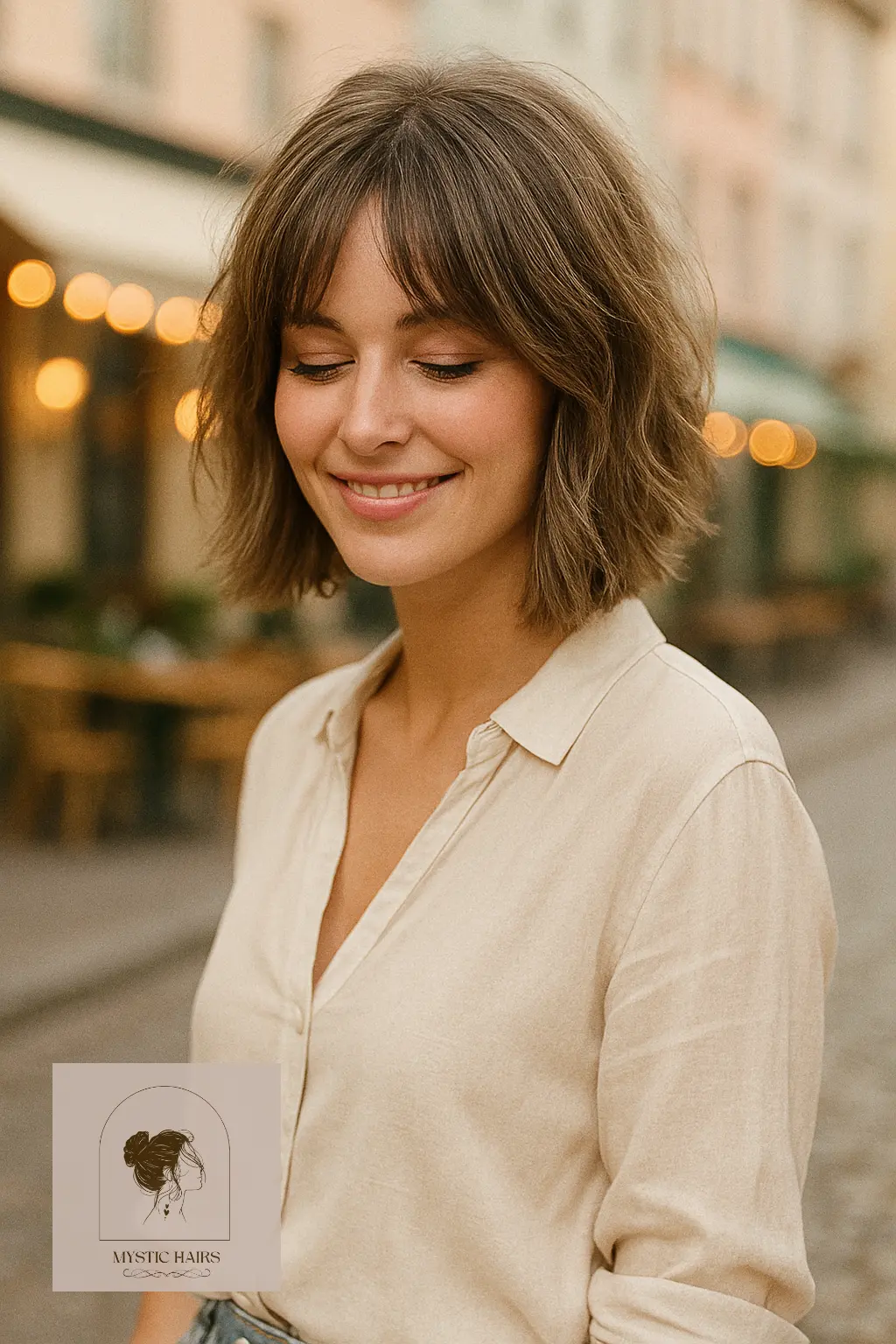 Tousled Choppy Bob with Curtain Bangs