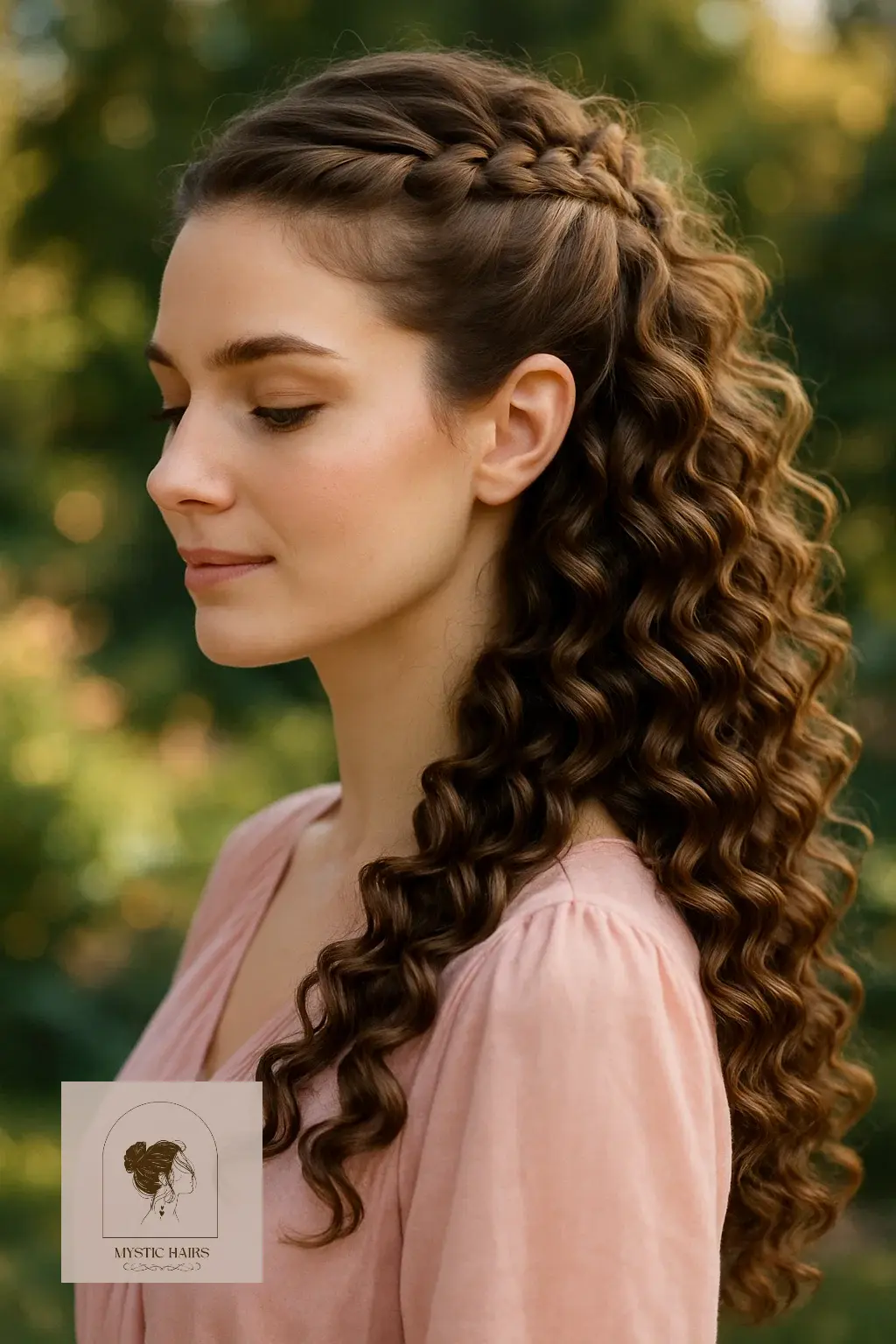 Braided Curly Half-Up